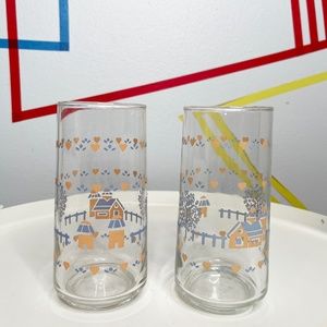 Set of 2 Drinking Glasses Farm Design